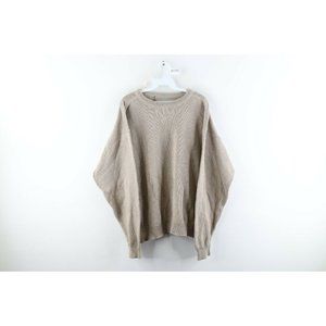 Vintage 90s Streetwear XL Blank Cotton Knit Crewneck Dad Sweater Beige Brown